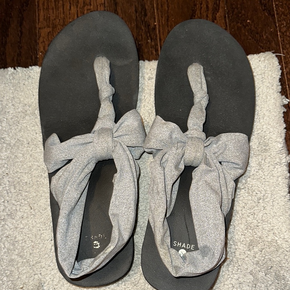 Women's Black and Grey Sandals